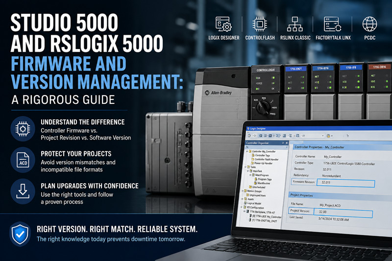 Gestión de firmware y versiones de Studio 5000 y RSLogix 5000: Una guía rigurosa