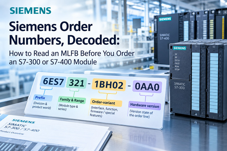 Números de pedido de Siemens, descifrados: Cómo leer un MLFB antes de pedir un módulo S7-300 o S7-400.