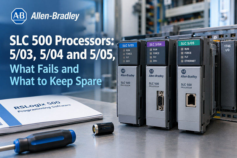 Procesadores Allen-Bradley SLC 500: 5/03, 5/04 y 5/05, qué falla y qué se debe tener de repuesto
